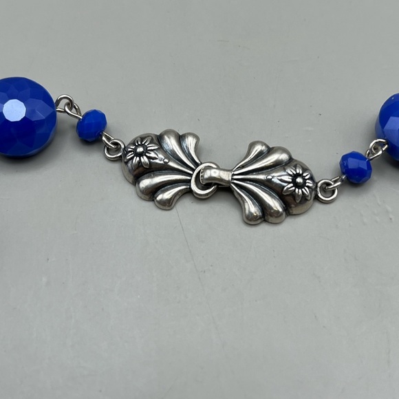 Blue Beaded Necklace with Sterling Silver Accents - Picture 3 of 5